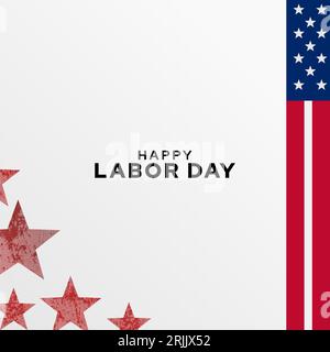 Labor day celebration design with stars and USA flag. Vector illustration. Suitable for greeting card, invitation, banner Stock Vector