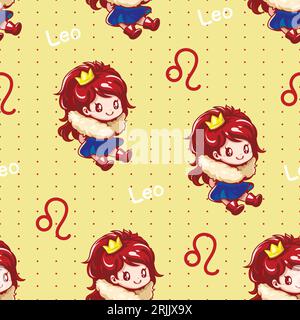 Seamless pattern with cute libra Vector illustration Stock Vector