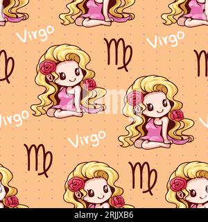 Seamless pattern with cute libra Vector illustration Stock Vector