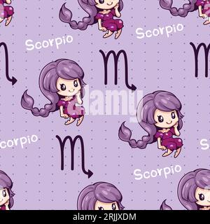Seamless pattern with cute libra Vector illustration Stock Vector