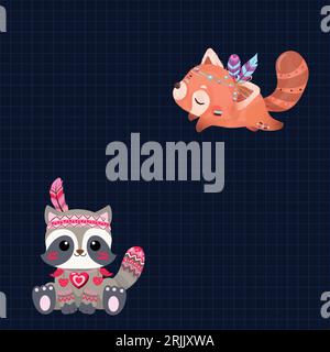 Vector cute cartoon animals set of stickers for your design vector illustration Stock Vector