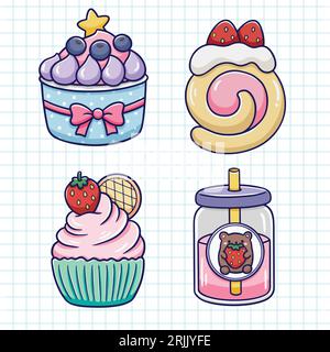 Vector cupcake and sweets icon set hand drawn vector illustration Stock Vector