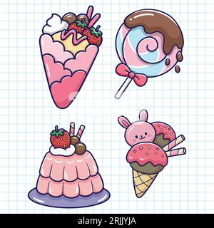 Vector cupcake and sweets icon set hand drawn vector illustration Stock Vector