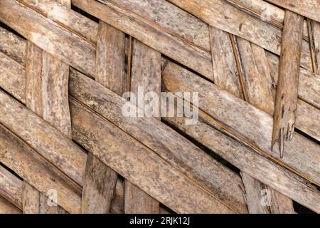 Dry palm leaf mat, close up background photo texture Stock Photo