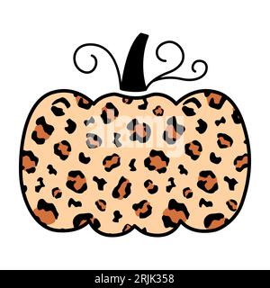 Decorative Cheetah Leopard Pumpkin Illustration Stock Vector
