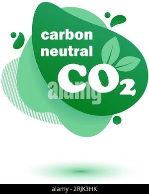 Neutral carbon CO2 stamp. Stiker neutral carbon dioxyde footprint Stock Vector