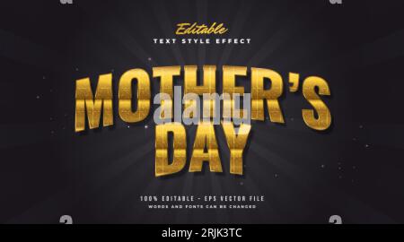 Mother's Day Text in Luxurious Gold Style with Curved and Textures Effects. Editable Text Style Effect Stock Vector