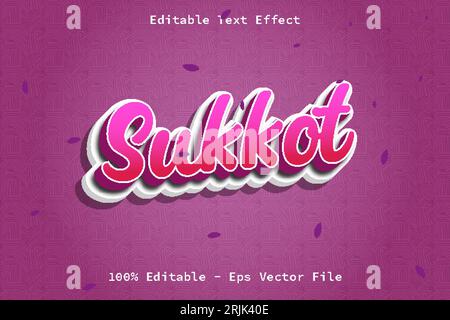 Sukkot With Cartoon Style Editable Text Effect Stock Vector