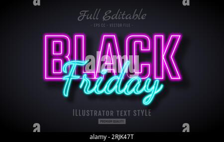 Black Friday Neon Text Effect Premium Stock Vector