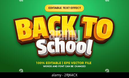 back to school editable text effect for cartoon comic game title style template Stock Vector