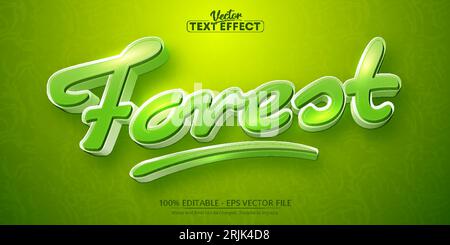 Forest text, cartoon style editable text effect Stock Vector
