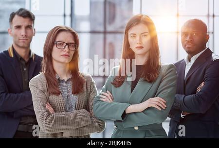 Business people stand with each other in the conference room Stock Photo