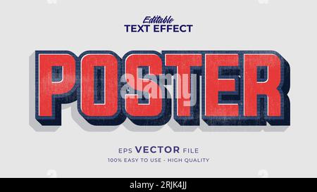 Editable text style effect - Retro Poster text style theme Stock Vector