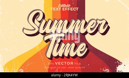 Editable text style effect - retro summer text in grunge style theme Stock Vector