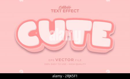 Editable text style effect - pink cute text style theme Stock Vector