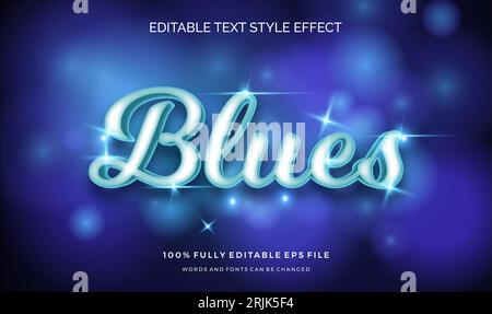 glowing blues editable text style effect Stock Vector