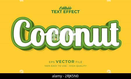 Editable text style effect - fresh coconut text style theme Stock Vector