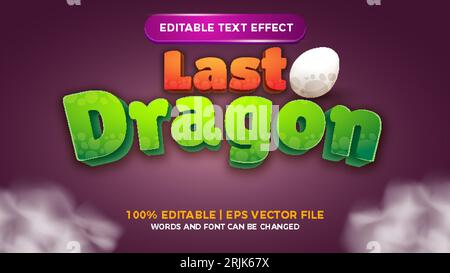 last dragon comic title games editable text effect Stock Vector
