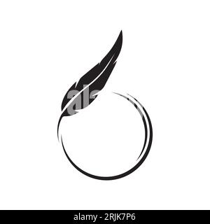circle feather icon illustration vector template design Stock Vector