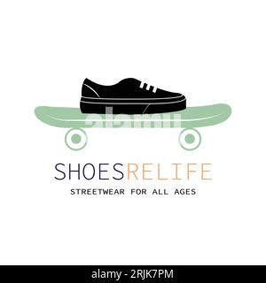 skateboard and shoes vector logo EPS 10 Stock Vector