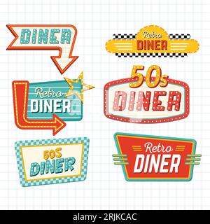 Set of vintage labels and badges on checkered background vector illustration Stock Vector