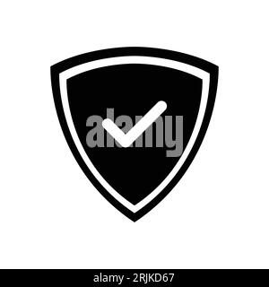 Shield with check mark icon vector. Tick mark approved symbol Stock Vector