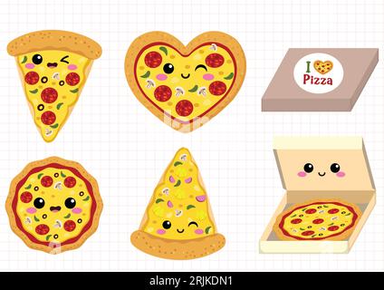 Pizza character. Flat style. Vector illustration Stock Vector