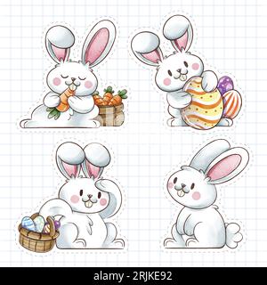 Hand drawn easter bunny collection Stock Vector