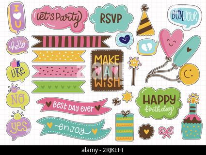 Set of hand drawn doodle elements. Vector Illustration. Stock Vector