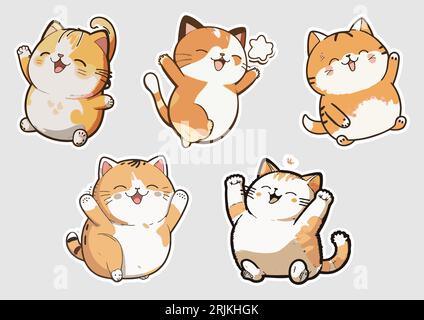 Stickers cute kitten cartoon vector illustration Stock Vector