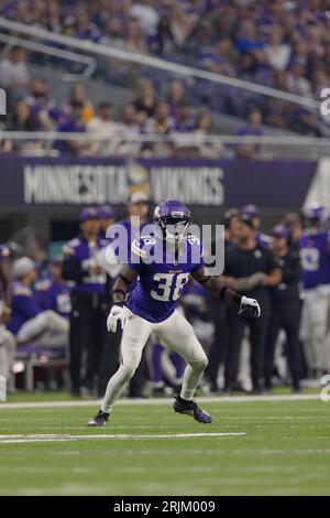 Minnesota Vikings cornerback Jaylin Williams (38) in action against the Arizona  Cardinals during the first half of an NFL preseason football game Saturday,  Aug. 26, 2023 in Minneapolis. (AP Photo/Stacy Bengs Stock