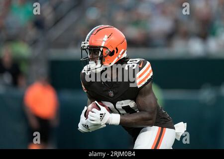 Cleveland Browns' Hassan Hall in action during an NFL preseason football  game, Thursday, Aug. 17, 2023, in Philadelphia. (AP Photo/Matt Rourke Stock  Photo - Alamy