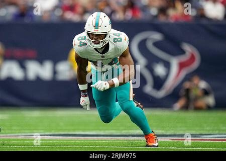 Miami Dolphins tight end Elijah Higgins (84) runs drills during a team  scrimmage at Hard Rock Stadium, Saturday, Aug. 5, 2023, in Miami Gardens,  Fla. (AP Photo/Lynne Sladky Stock Photo - Alamy