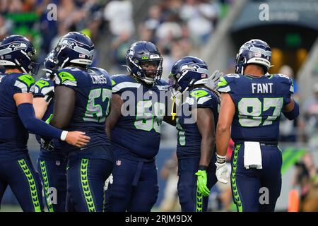 Seattle Seahawks guard Damien Lewis (68) walks off the field after the NFL  football team's training camp, Thursday, Aug. 3, 2023, in Renton, Wash. (AP  Photo/Lindsey Wasson Stock Photo - Alamy