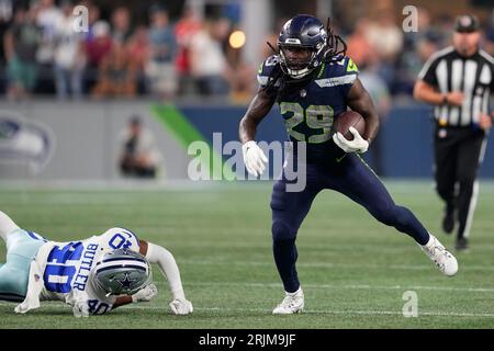 Dallas Cowboys cornerback Josh Butler (40) is seen during the second half  of an NFL football game against the Las Vegas Raiders, Saturday, Aug. 26,  2023, in Arlington, Texas. Dallas won 31-16. (