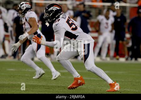 Denver Broncos linebacker Thomas Incoom (59) lines up during an NFL pre- season game against the Arizona Cardinals, Friday, Aug. 11, 2023, in  Glendale, Ariz. (AP Photo/Rick Scuteri Stock Photo - Alamy