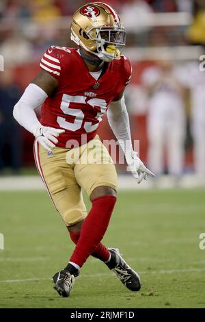 San Francisco 49ers linebacker Dee Winters (53) signals during an NFL  football game against the Denver Broncos, Saturday, Aug 19, 2023, in Santa  Clara, Calif. (AP Photo/Scot Tucker Stock Photo - Alamy