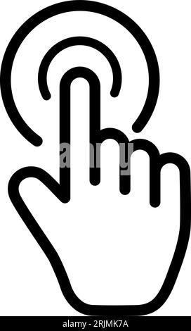 Line icon as hand of clicking cursor of сomputer mouse Stock Vector