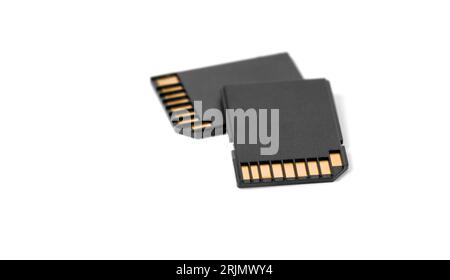 Sd card, memory card with copyspace isolated on a white background. Stock Photo