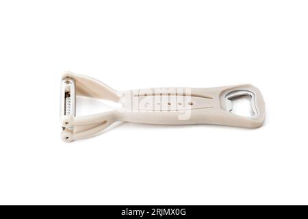 Potato peeler, household kitchenware, handle razor, vegetables slicer, cutter fruit peeler isolated on white Stock Photo