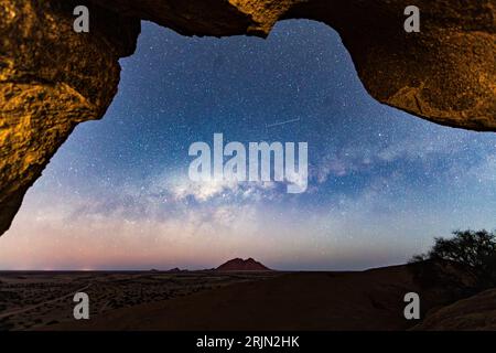 Milky way night photography galaxy astro photography in Spitzkoppe namibia travel tourism Africa safari Stock Photo