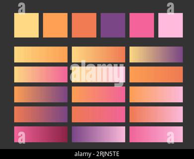 Set of 6 colors. Gradient samples from a combination of 6 colors. A set of templates for creativity and design Stock Vector