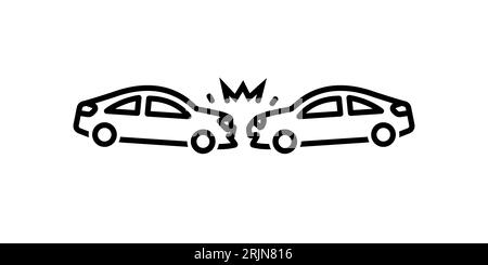 Car crash single isolated icon. Vector illustration of insurance icons. Insurance and accident concept. Editable stroke Stock Vector