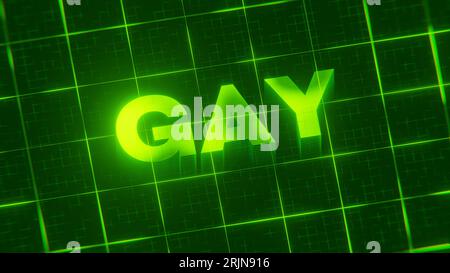 A 3D-rendered pattern of bright neon green lines arranged in a grid pattern. Stock Photo