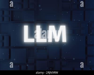 LLM Large Language Model concept with 3d rendered text with glow effect on dark background Stock Photo