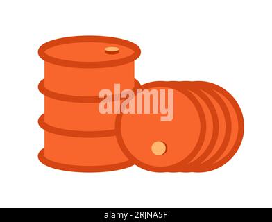 Steel oil barrels semi flat colour vector object Stock Vector