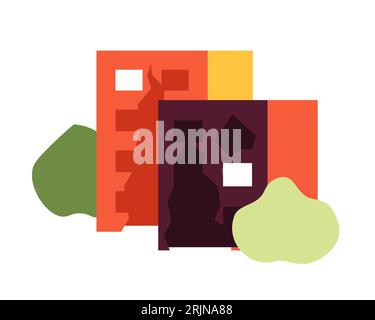 Destroyed houses semi flat colour vector object Stock Vector
