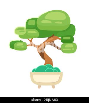 Bonsai tree semi flat colour vector object Stock Vector