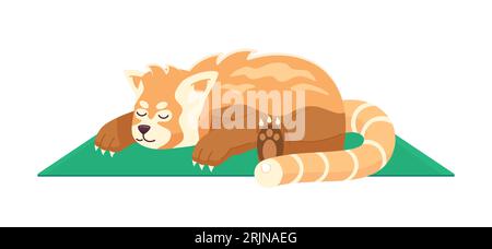 Sleeping red panda semi flat color vector character Stock Vector