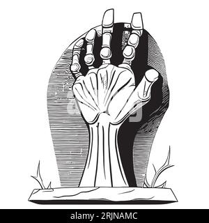 Hand from the grave cartoon sketch Horror Halloween Vector Stock Vector